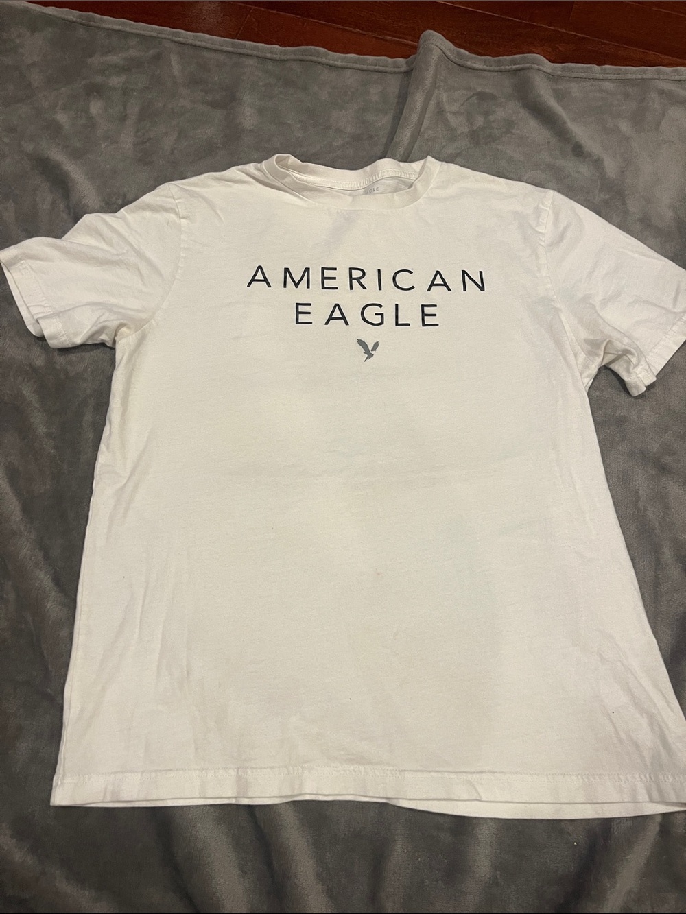 American Eagle Outfitters White Tee with Navy Logo
